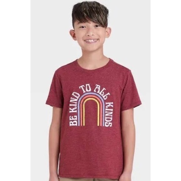 Cat & Jack Be Kind To All Kinds boys rainbow graphic print short sleeve t-shirt - Picture 1 of 2